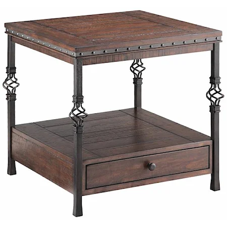 Sherwood Square End Table w/ Lower Drawer